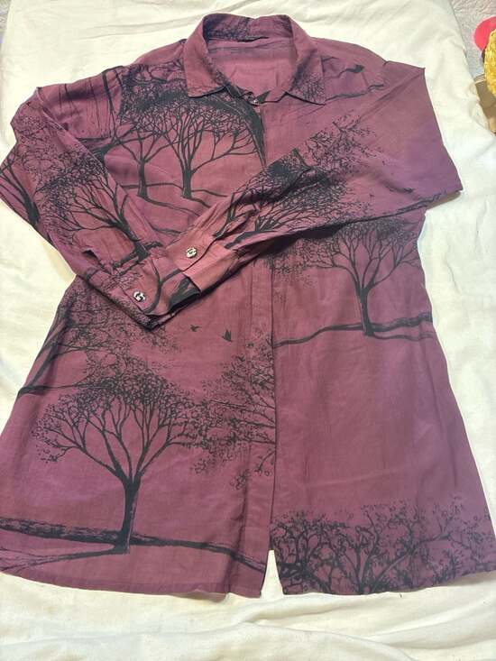 A People United Other - A People United APU Tree and Bird Print Button Down Shirt Size S